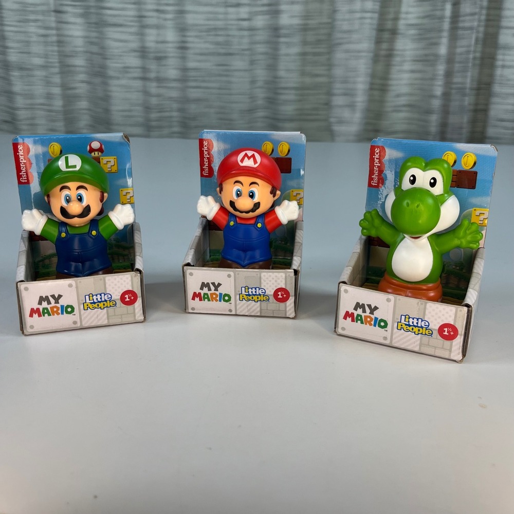 Fisher-Price Little People My Mario 3-Pack New Mario Luigi Yoshi 3.5 Inches Tall